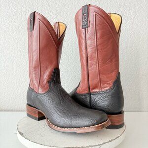 Rod Patrick Mens Cowboy Boots Black Glazed Shoulder Western Blunt Toe Size 12.5A